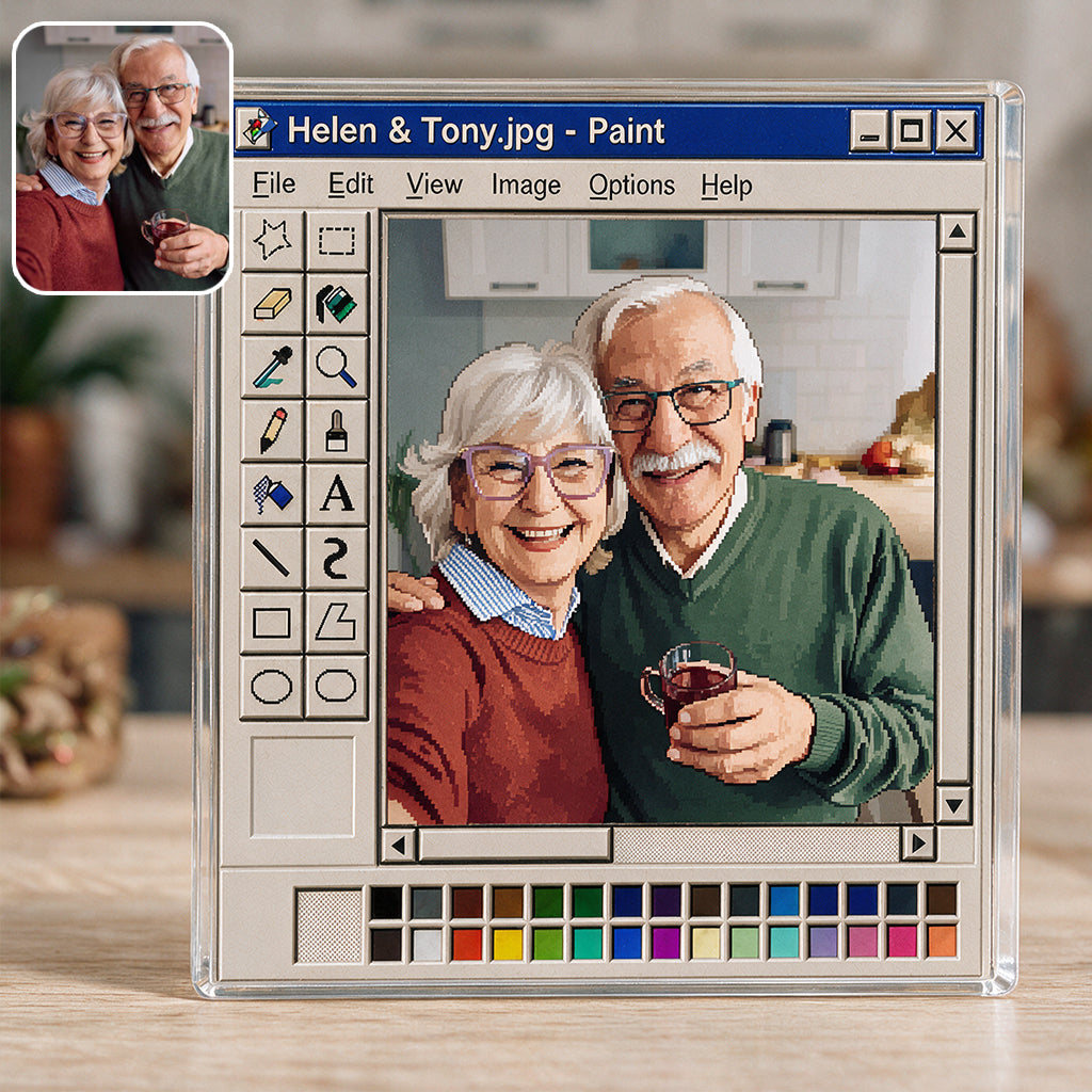 Paint Couple Retro - Personalized Couple 2-Side Printed Acrylic Plaque