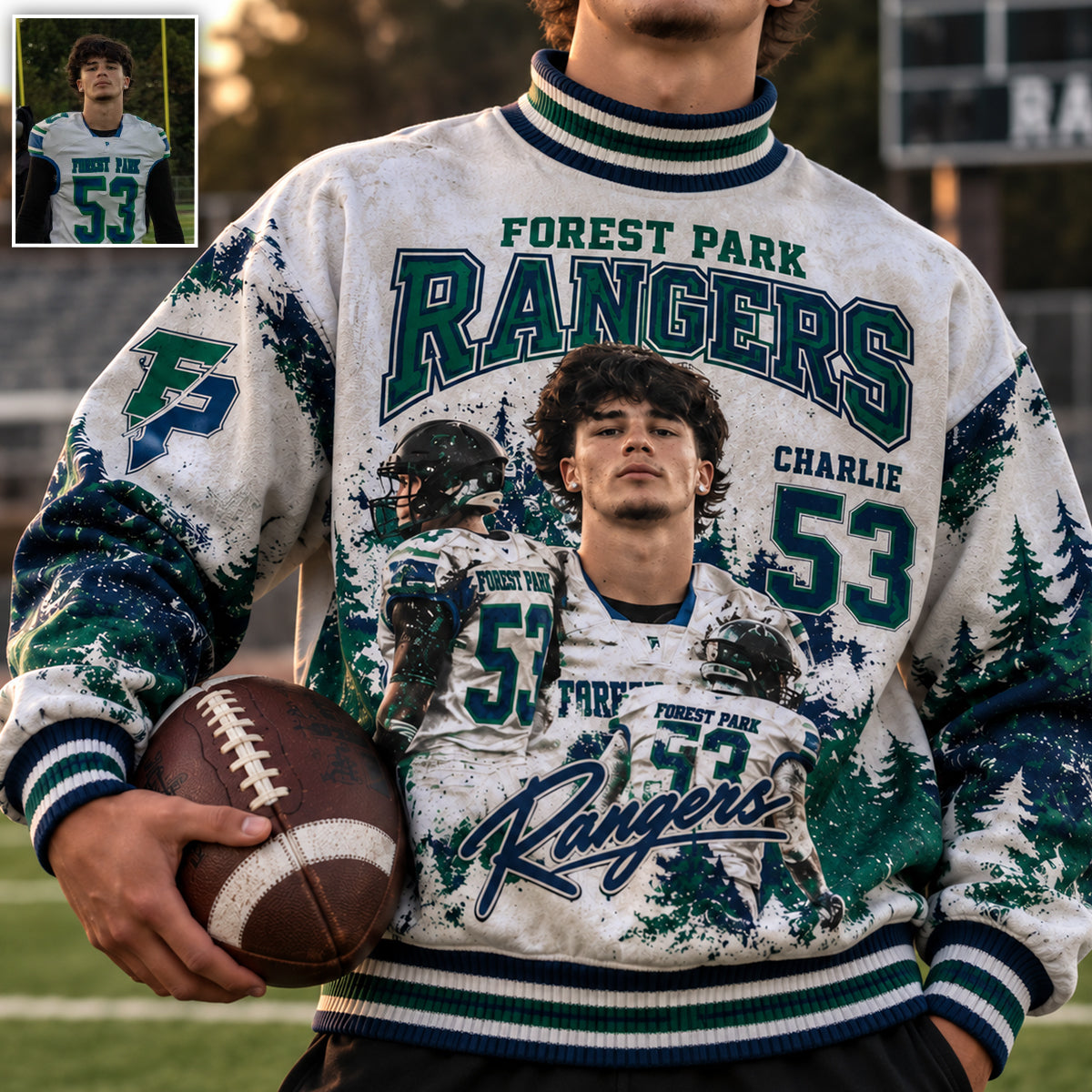 College Football Team - Personalisierter Football Mock Neck Sweatshirt