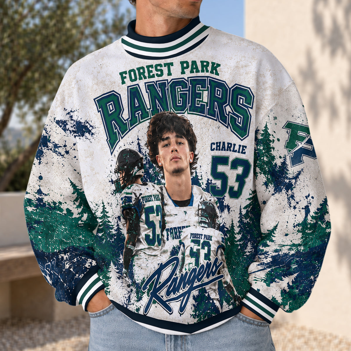 College Football Team - Personalisierter Football Mock Neck Sweatshirt
