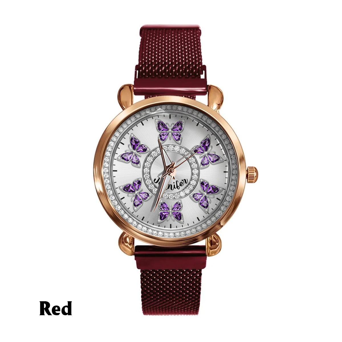 Montre-bracelet personnalisée pour femme « Papillons d'amour » -