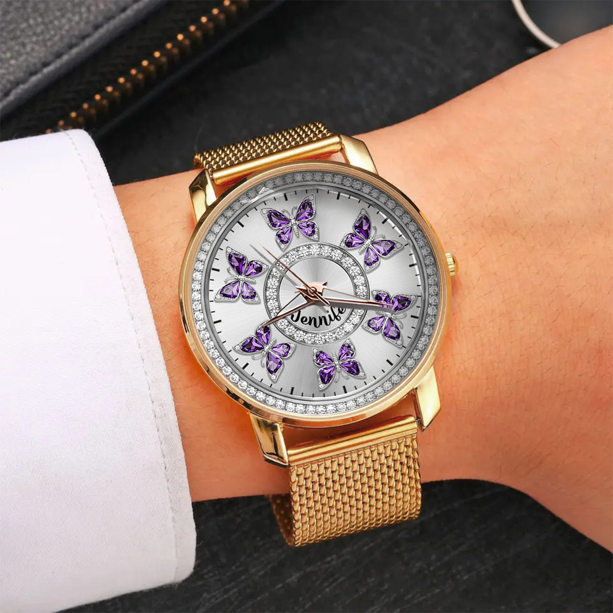 Montre-bracelet personnalisée pour femme « Papillons d'amour » -