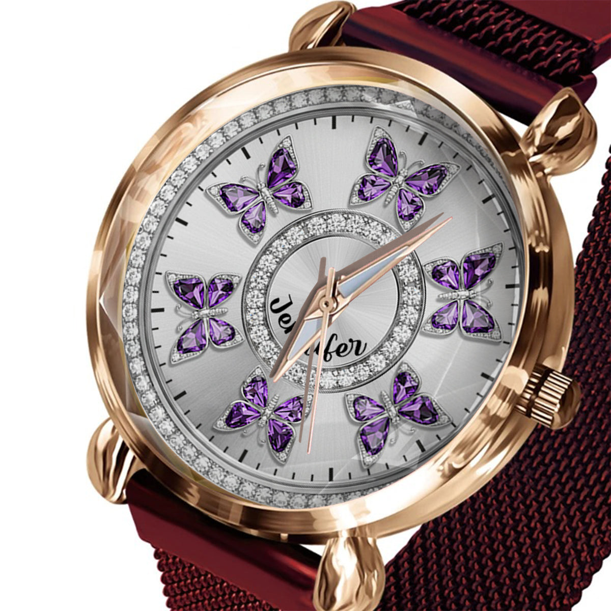 Montre-bracelet personnalisée pour femme « Papillons d'amour » -