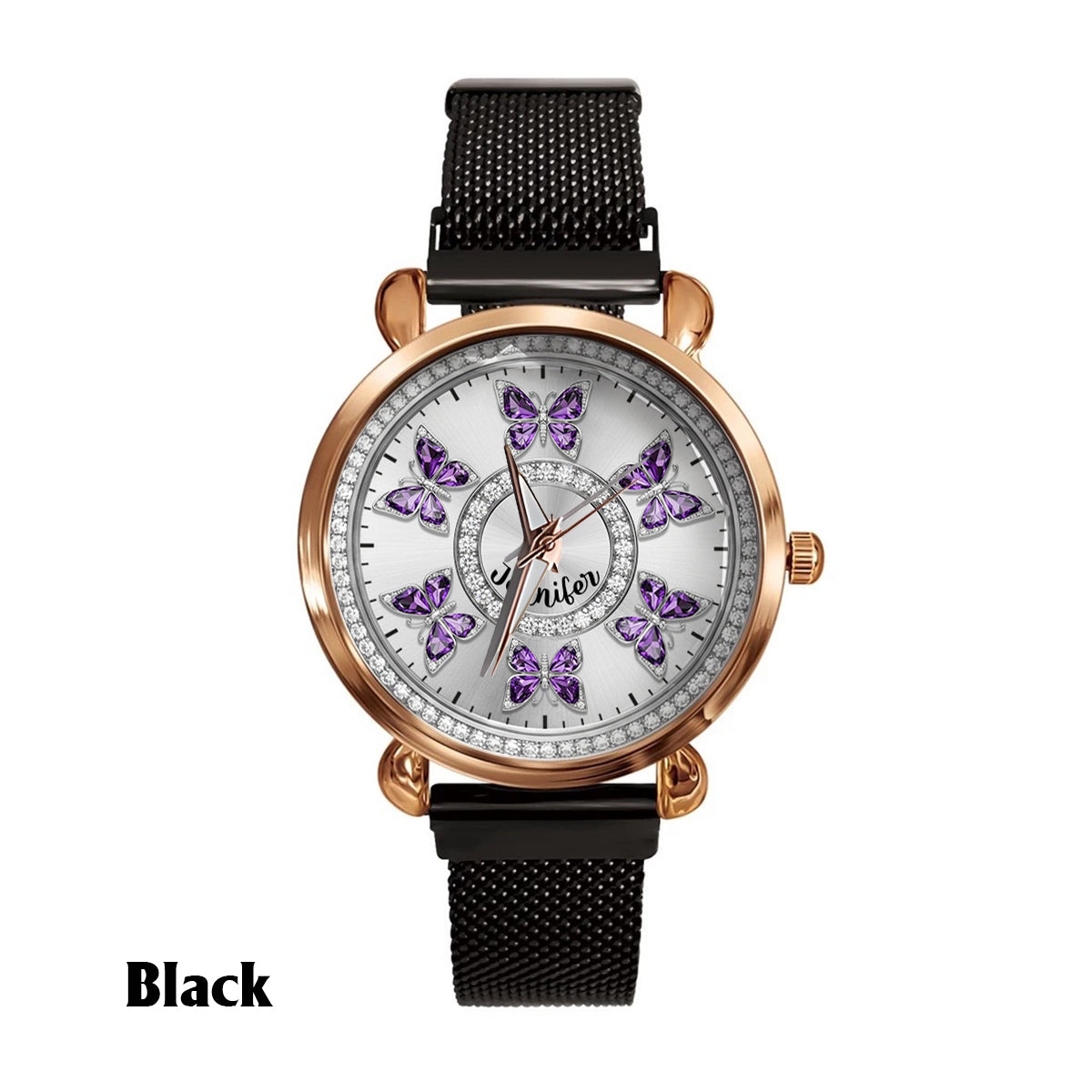 Montre-bracelet personnalisée pour femme « Papillons d'amour » -