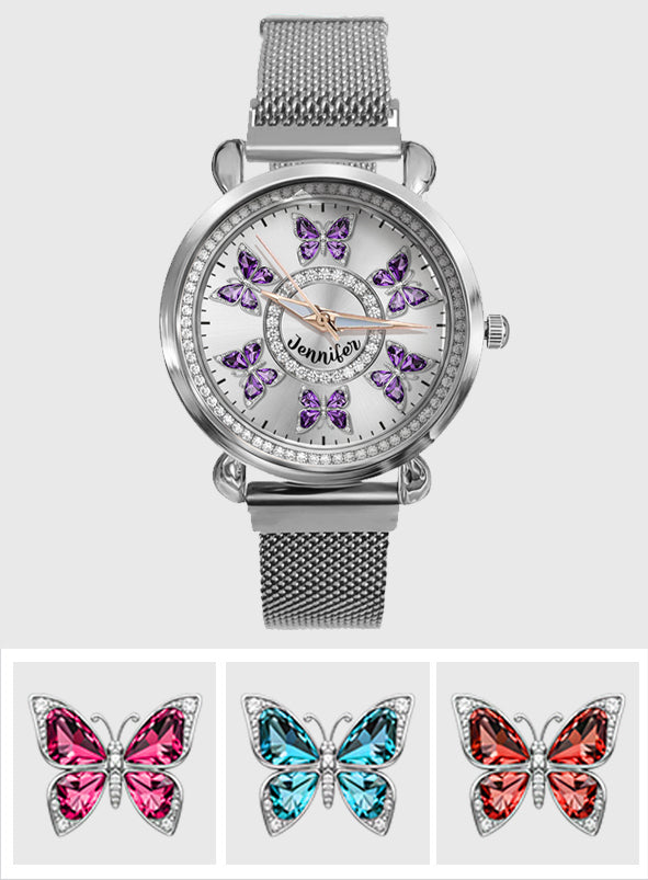 Montre-bracelet personnalisée pour femme « Papillons d'amour » -