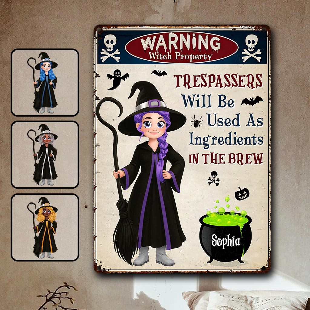 Witch Warning Trespassers Will Be Used As Ingredients - Personalized Witch Rectangle Metal Sign