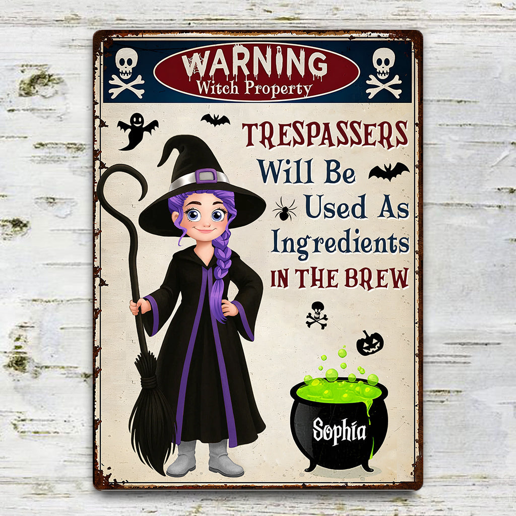 Witch Warning Trespassers Will Be Used As Ingredients - Personalized Witch Rectangle Metal Sign