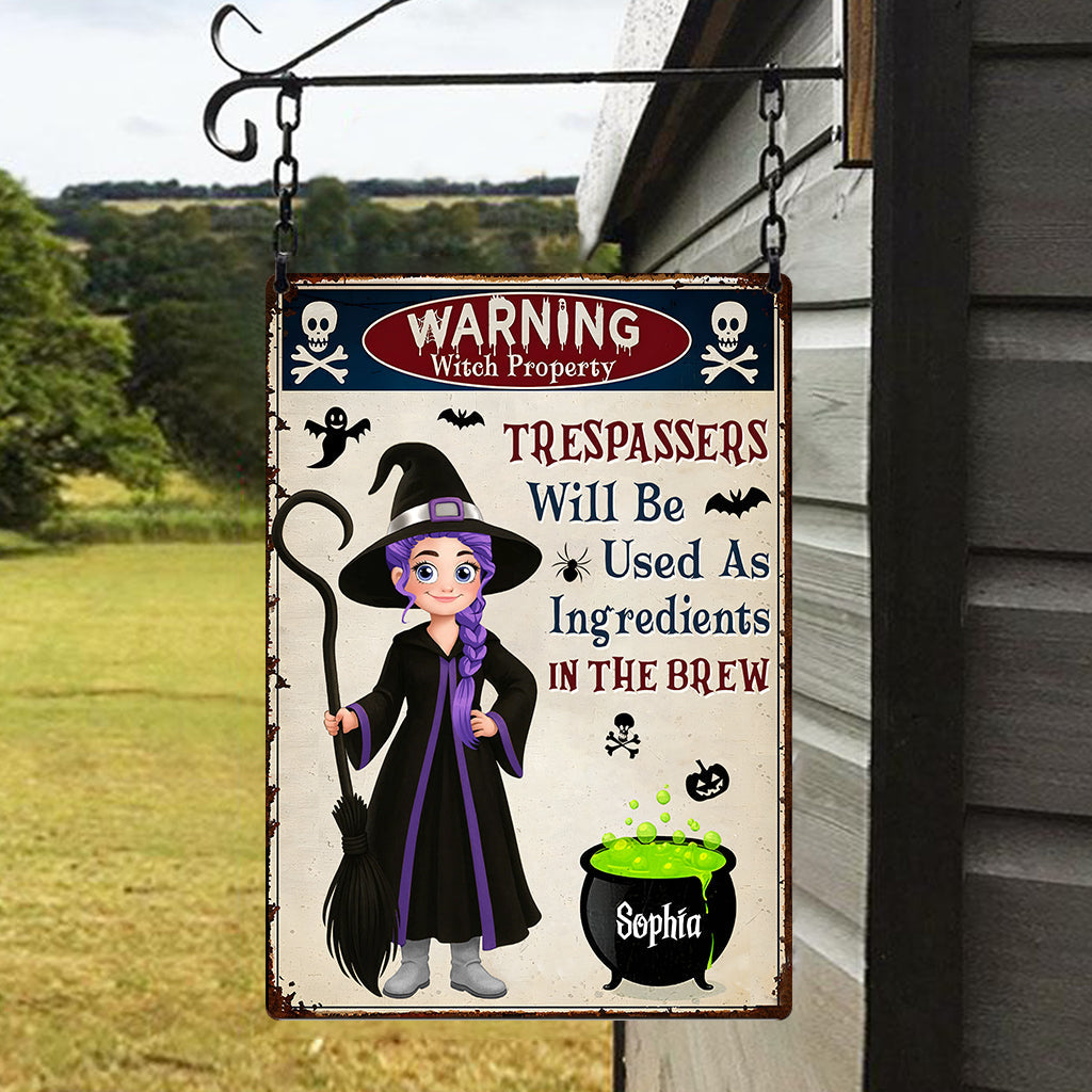 Witch Warning Trespassers Will Be Used As Ingredients - Personalized Witch Rectangle Metal Sign