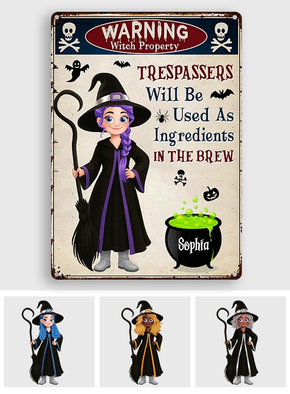 Witch Warning Trespassers Will Be Used As Ingredients - Personalized Witch Rectangle Metal Sign