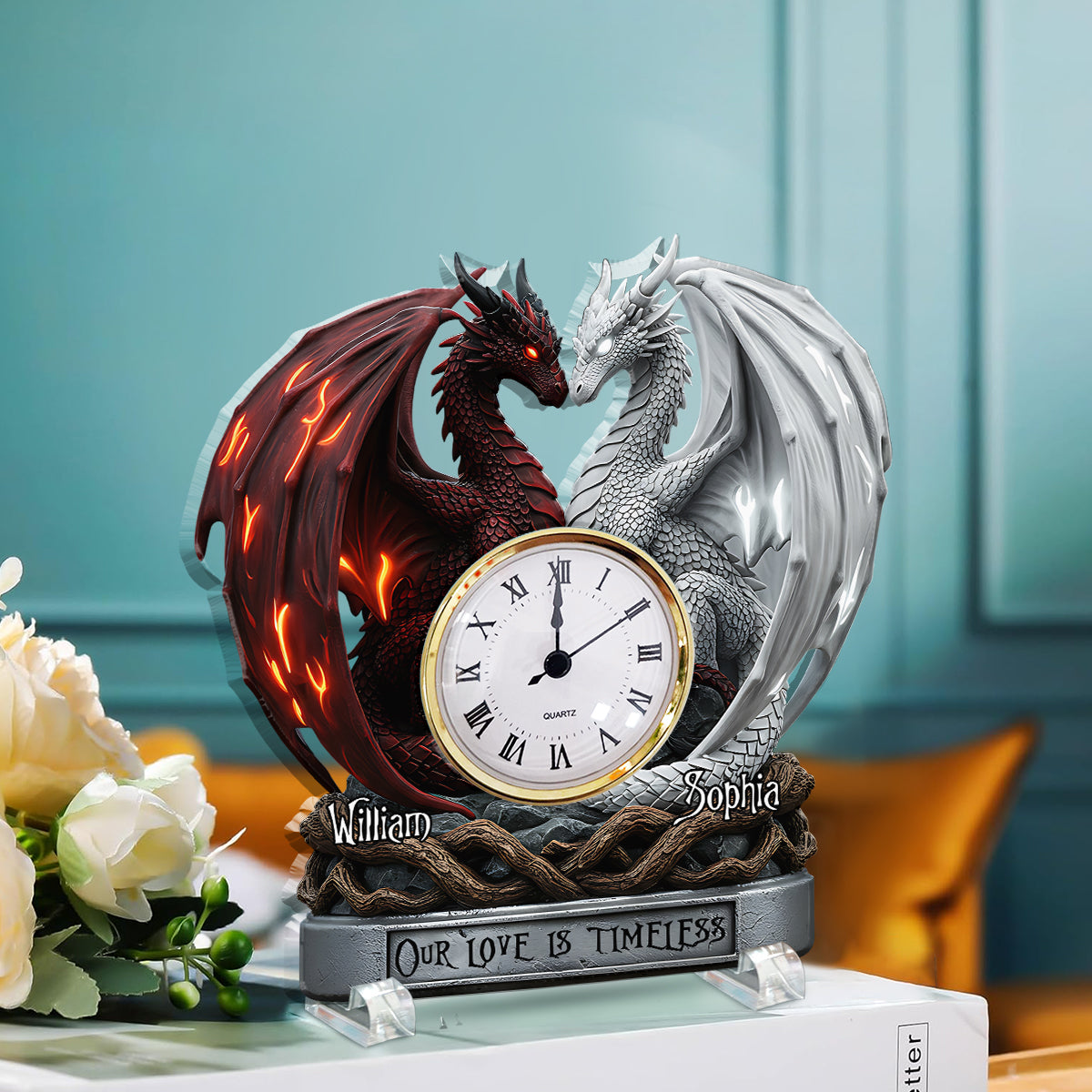 Our Love Is Timeless - Personalized Couple Acrylic Clock Plaque