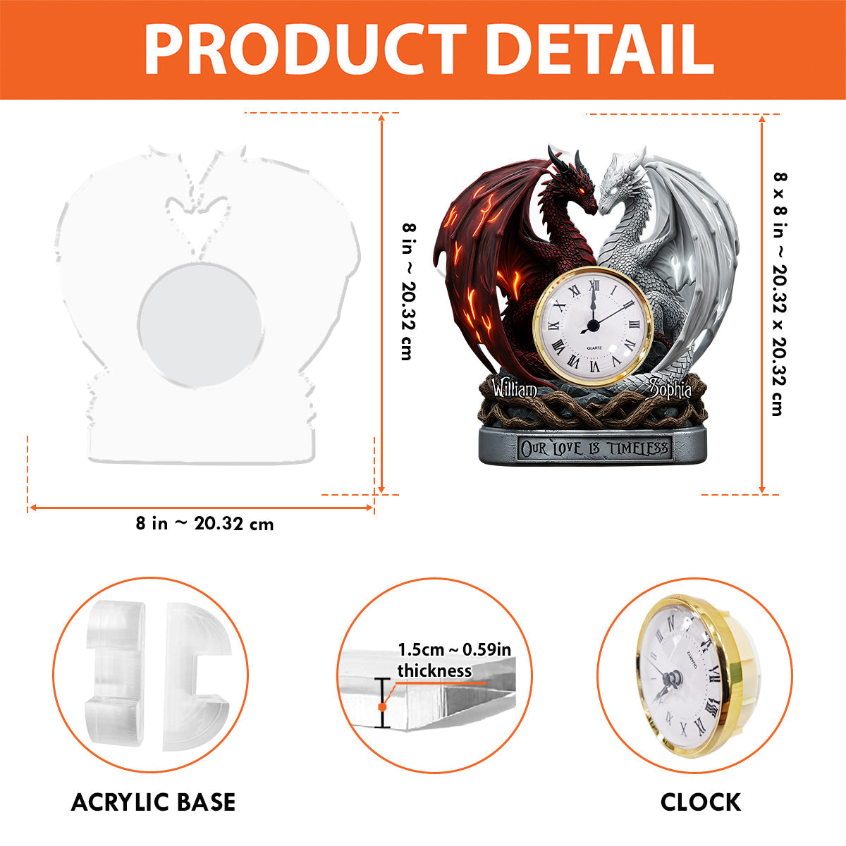 Our Love Is Timeless - Personalized Couple Acrylic Clock Plaque