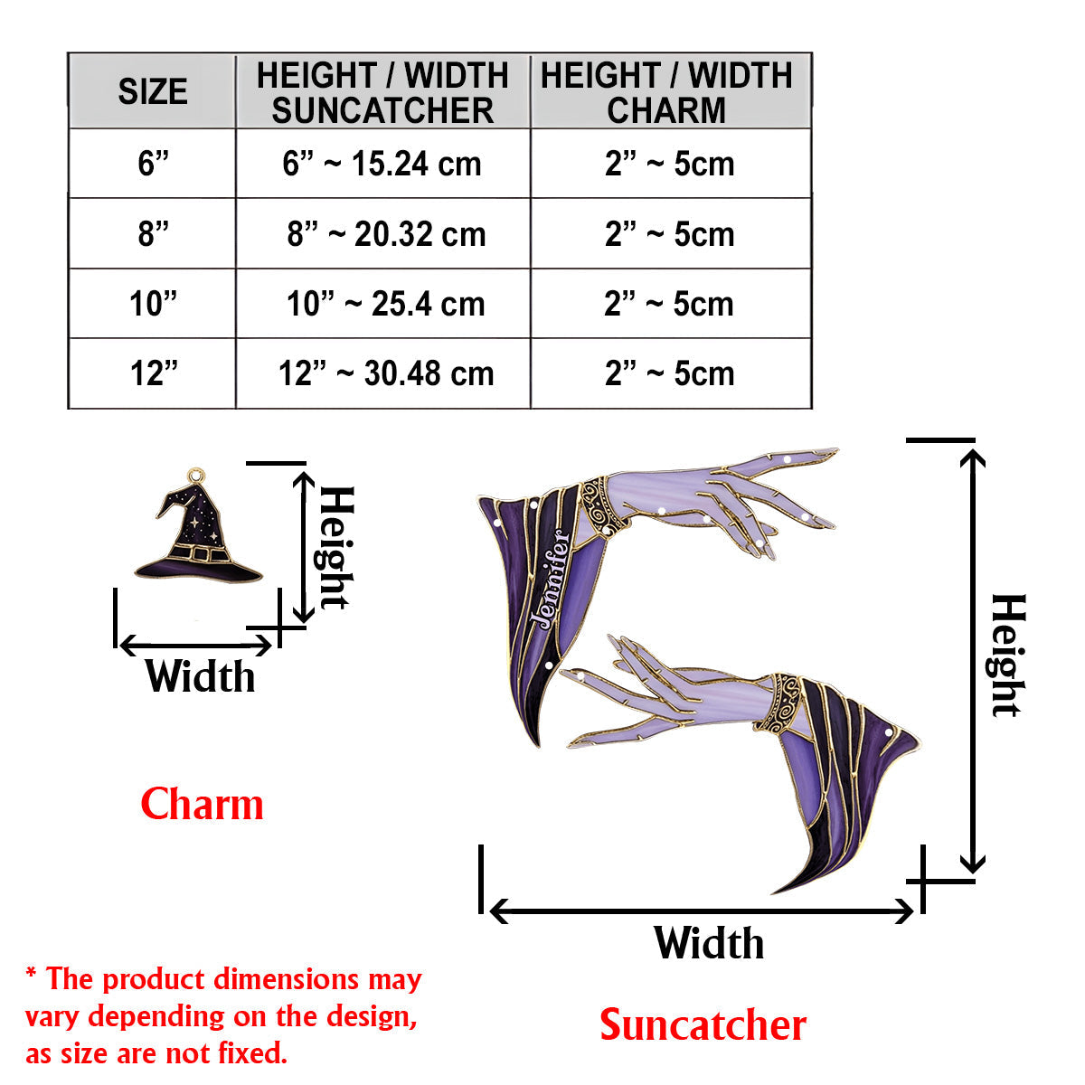 Magical Witch Hands - Personalized Witch Window Hanging Suncatcher With Charms