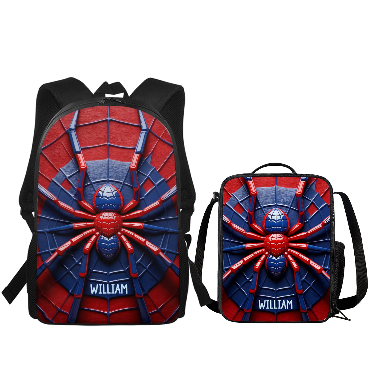 Ensemble sac à dos, sac à lunch et trousse personnalisés Spider pour enfant