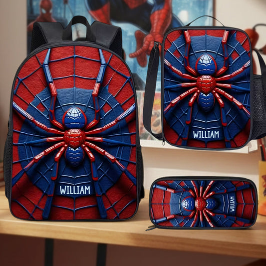 Ensemble sac à dos, sac à lunch et trousse personnalisés Spider pour enfant