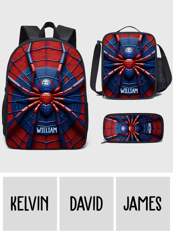 Ensemble sac à dos, sac à lunch et trousse personnalisés Spider pour enfant