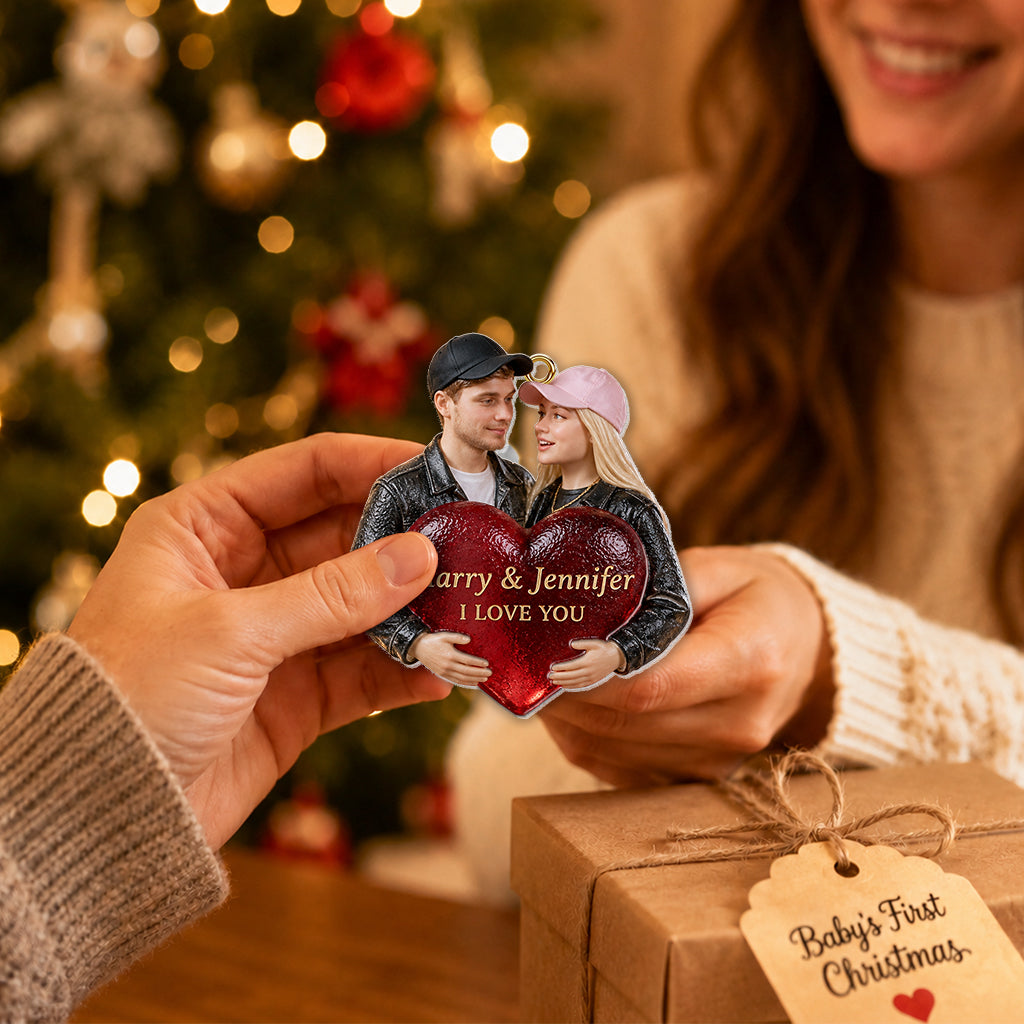 I Love You - Personalized Couple Custom Shape Glass Ornament
