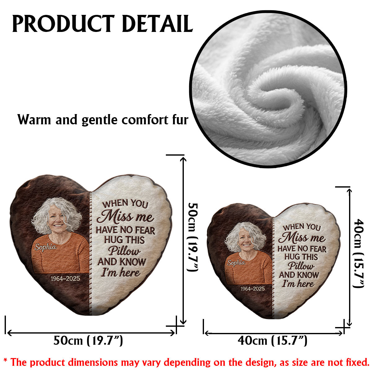 In Loving Memory - Personalized Memorial Faux Fur Shaped Pillow