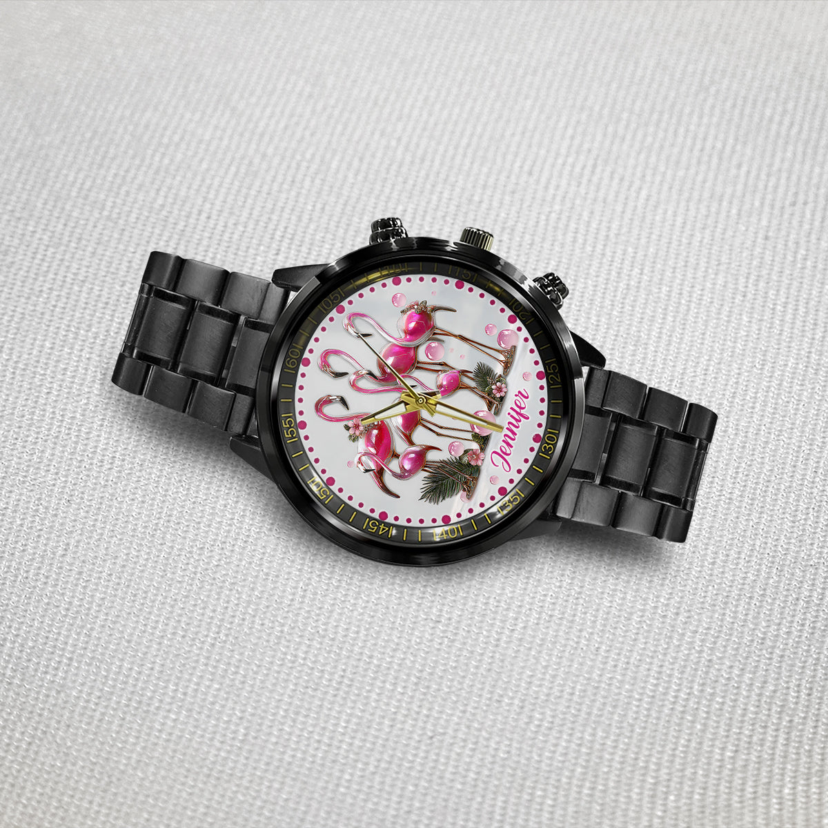 Eleganter Flamingo – Personalisierte Flamingo-Handuhr