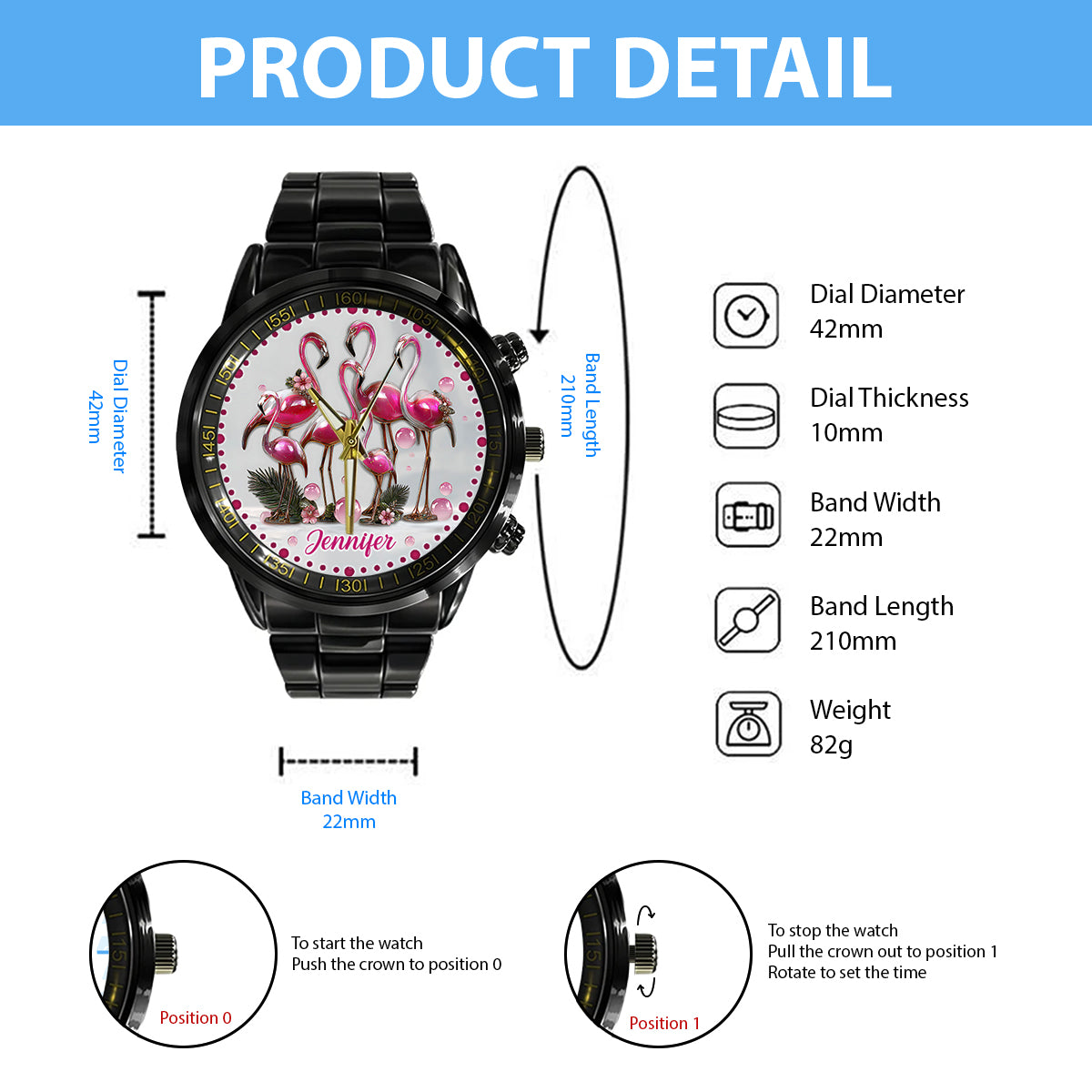 Eleganter Flamingo – Personalisierte Flamingo-Handuhr