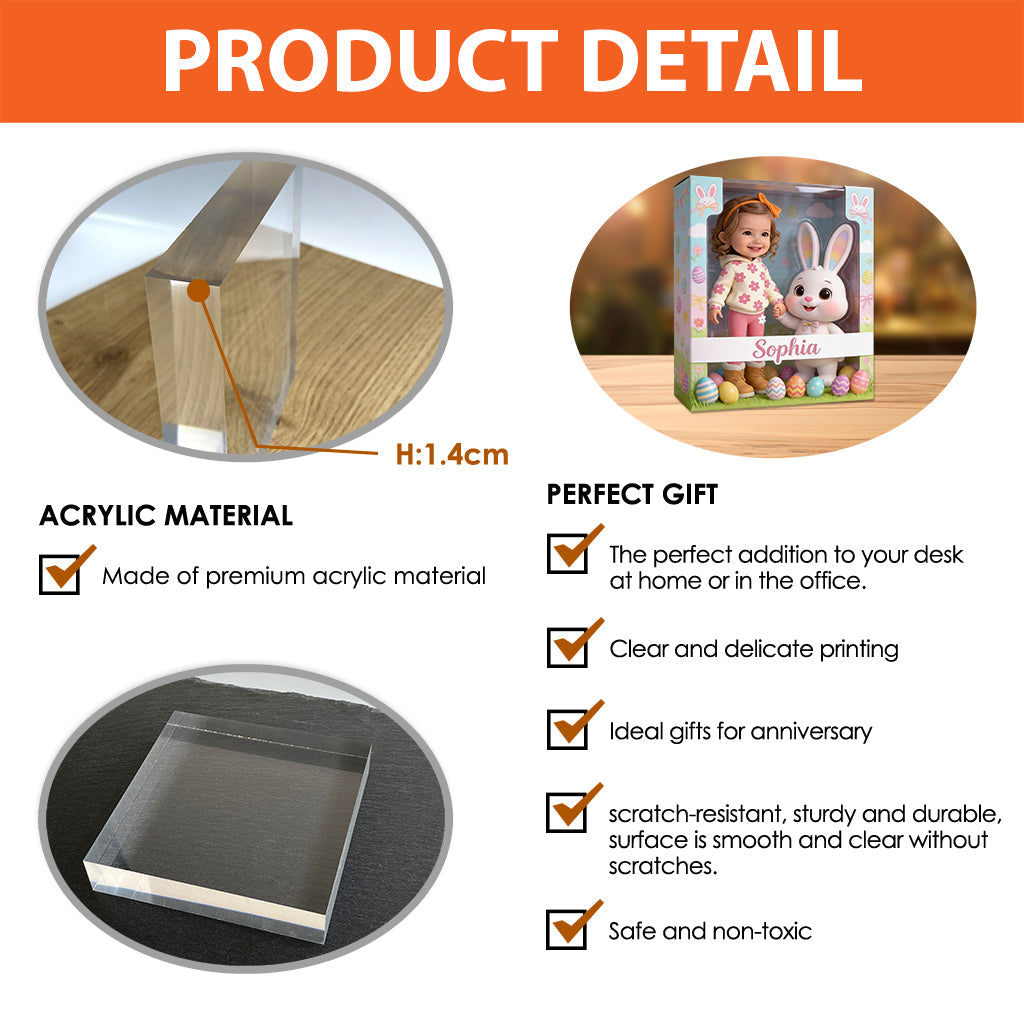 Individuell gestaltetes Ostergeschenk mit Foto – Personalisierte Acrylplakette in Kinderform
