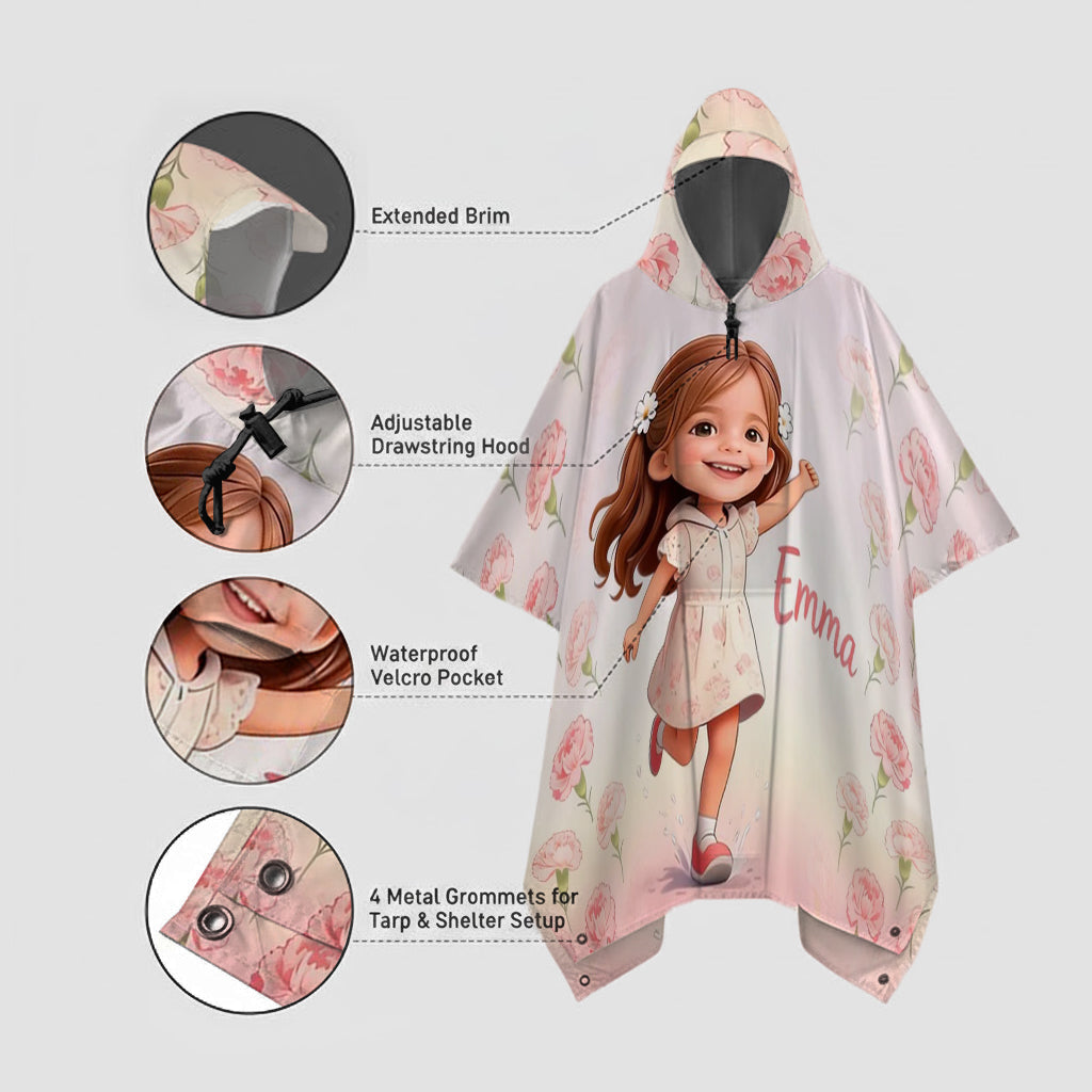 Any Photo Perfect Gift For Kids - Personalized Kid Rain Poncho Coat