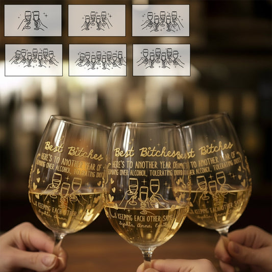 À une nouvelle année ! - Verre à vin personnalisé pour meilleure amie, à longue tige