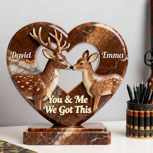 Toi et moi, on gère ! - Plaque acrylique personnalisée « Chasse » en forme de pièce