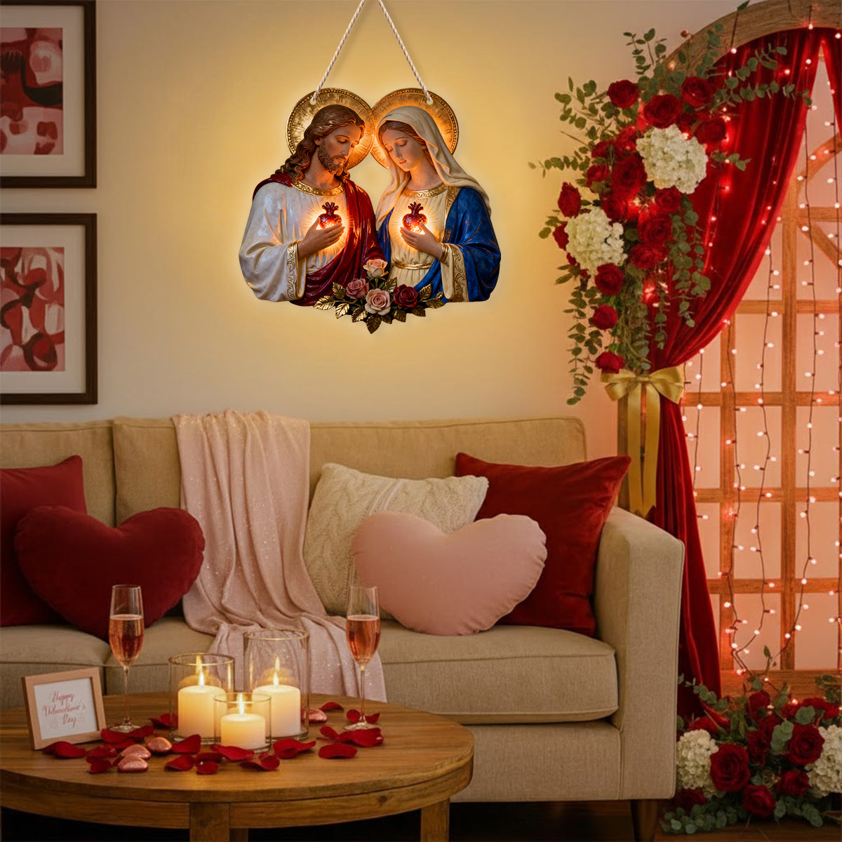 Sacred Hearts Christian - Personalisiertes christliches LED-Licht-Acrylschild
