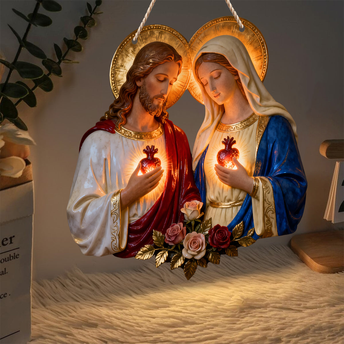 Sacred Hearts Christian - Personalisiertes christliches LED-Licht-Acrylschild