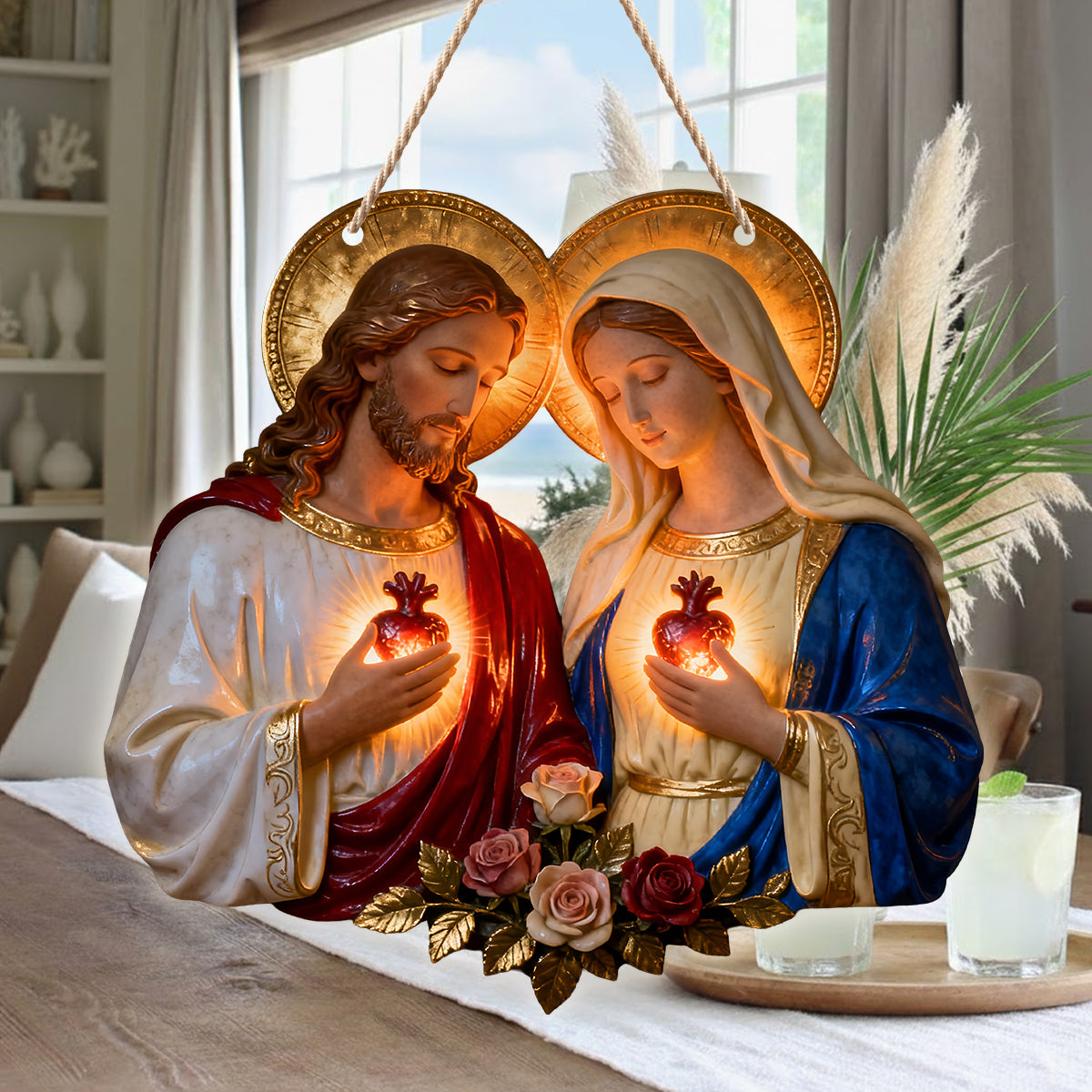 Sacred Hearts Christian - Personalisiertes christliches LED-Licht-Acrylschild