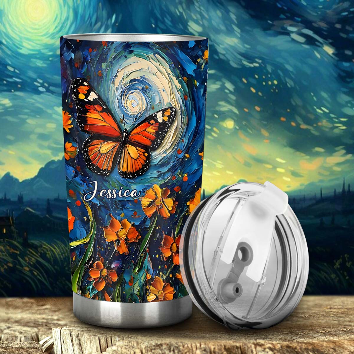 Verträumter Schmetterling – Personalisierter Schmetterlingsbecher
