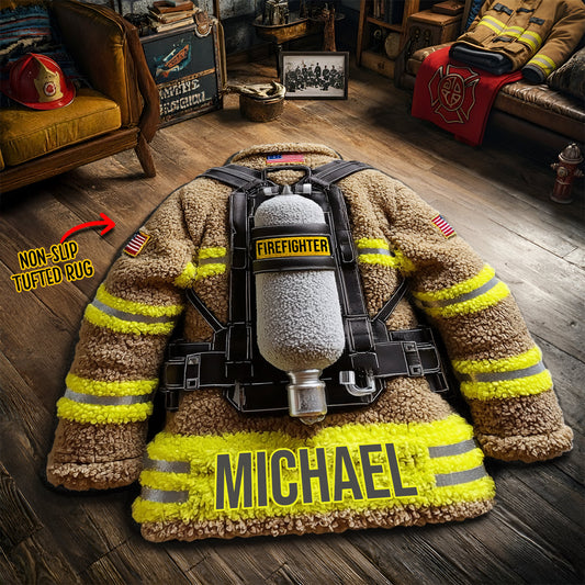 Fier pompier - Tapis tufté antidérapant personnalisé pour pompier