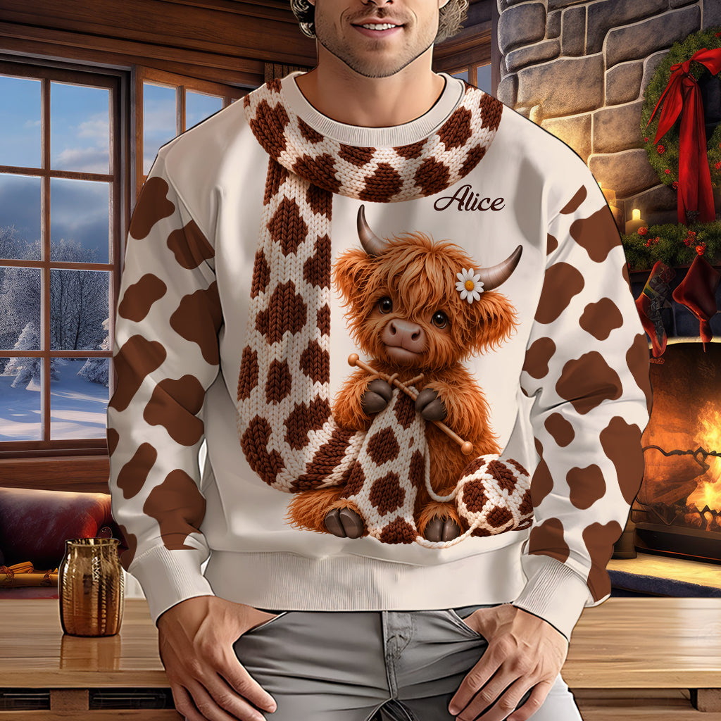 Adorable Highland Cow - Personalized Highland Cow Ugly Sweater