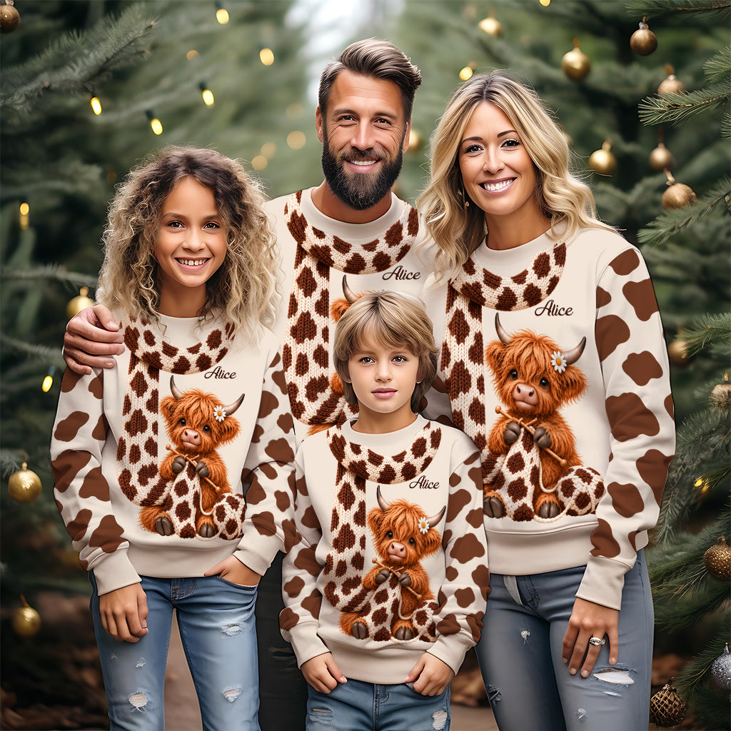 Adorable Highland Cow - Personalized Highland Cow Ugly Sweater