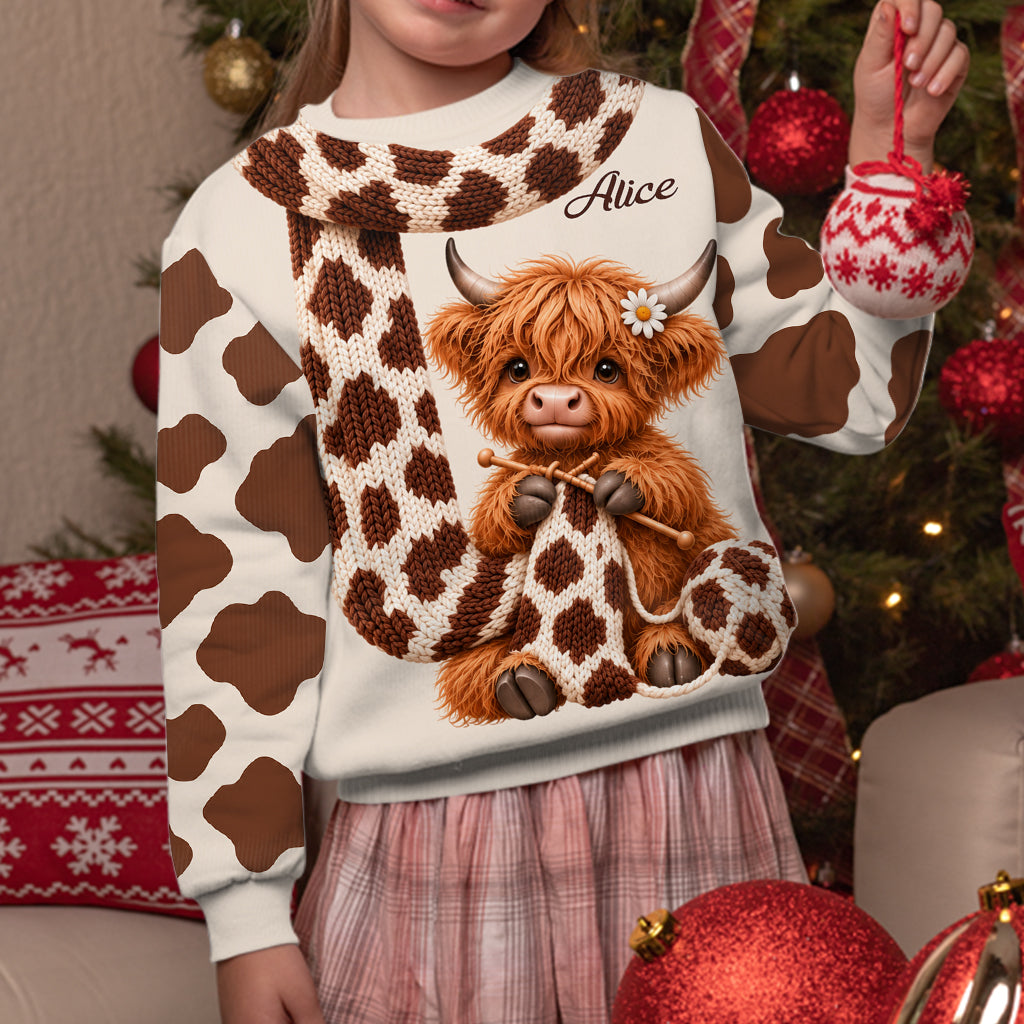 Adorable Highland Cow - Personalized Highland Cow Ugly Sweater