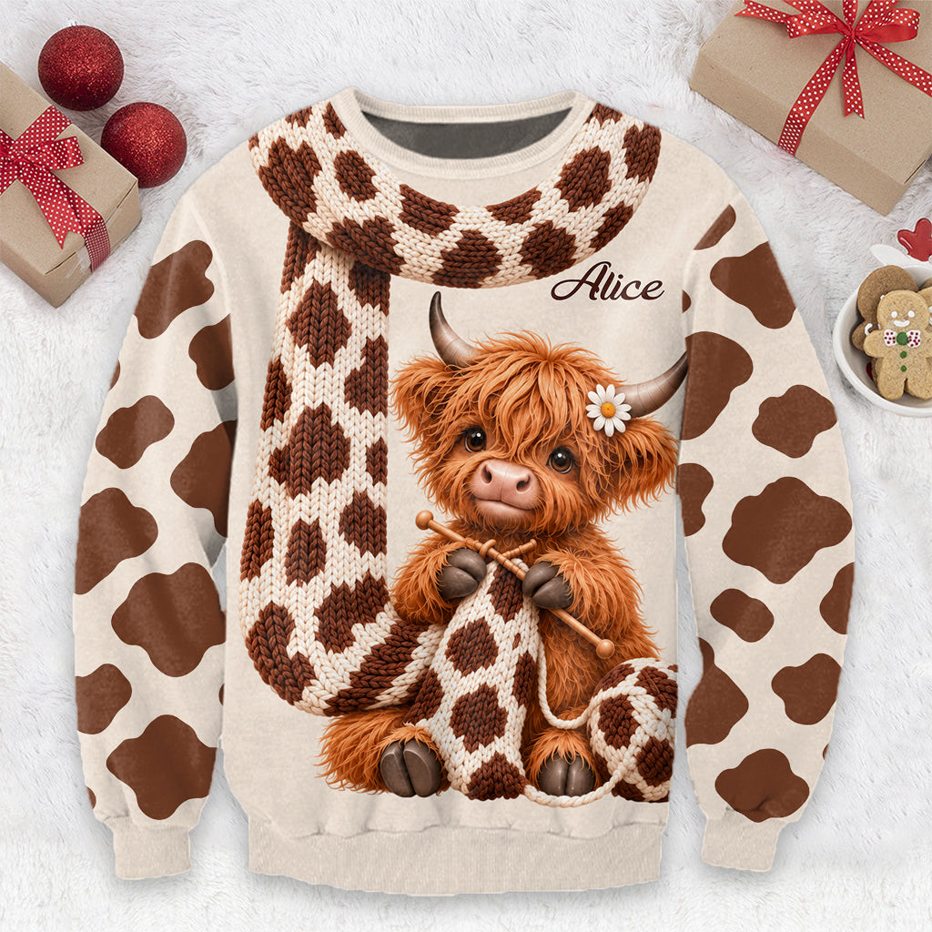 Adorable Highland Cow - Personalized Highland Cow Ugly Sweater
