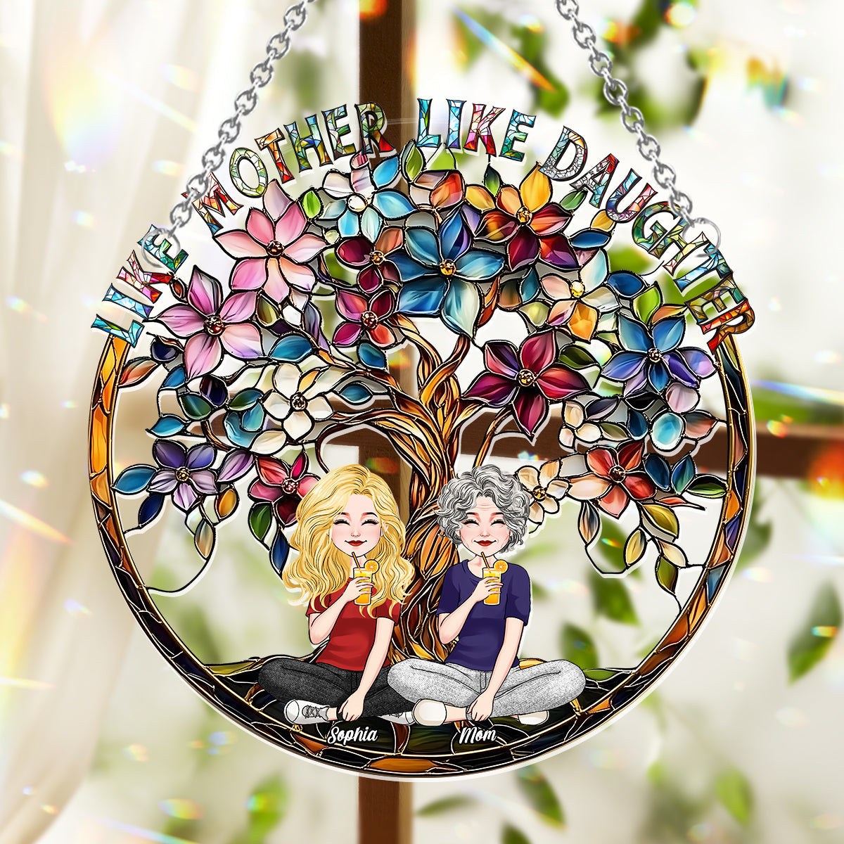 Like Mother Like Daughter - Personalized Mother Window Hanging Suncatcher Ornament