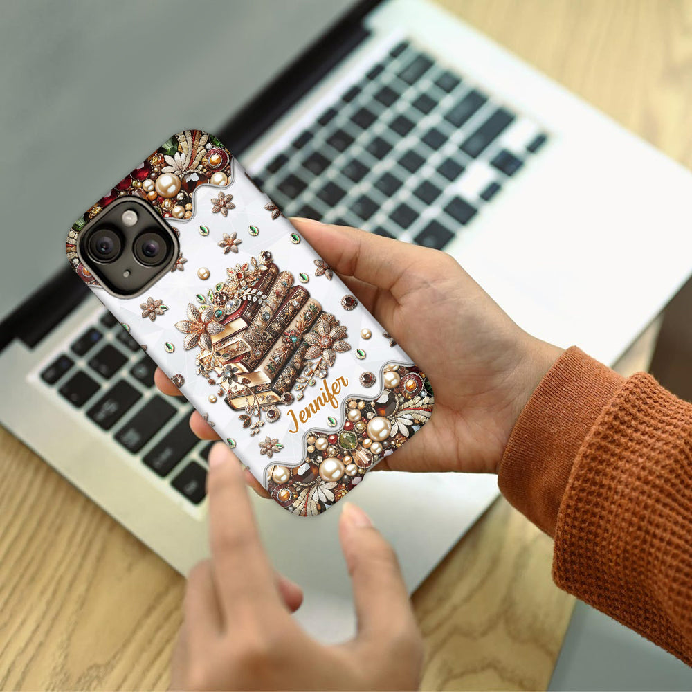 Une fille qui aime les livres - Coque de téléphone personnalisée avec impression intégrale d'un livre