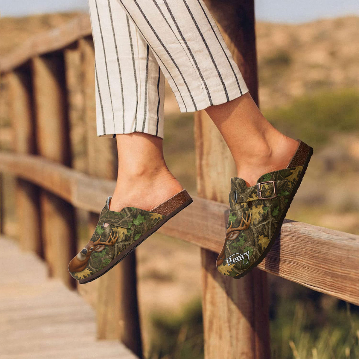 Deer Hunting, Tree Camo Pattern, Hunter Gifts - Personalized Hunting Clogs With Arch Support
