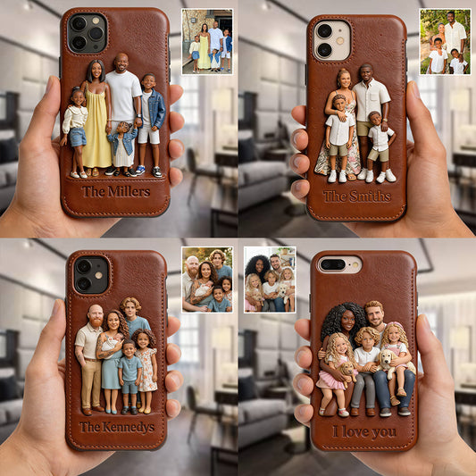 Personalisierbare Handyhülle aus Leder mit Ihrem Wunschfoto – Familienhandyhülle