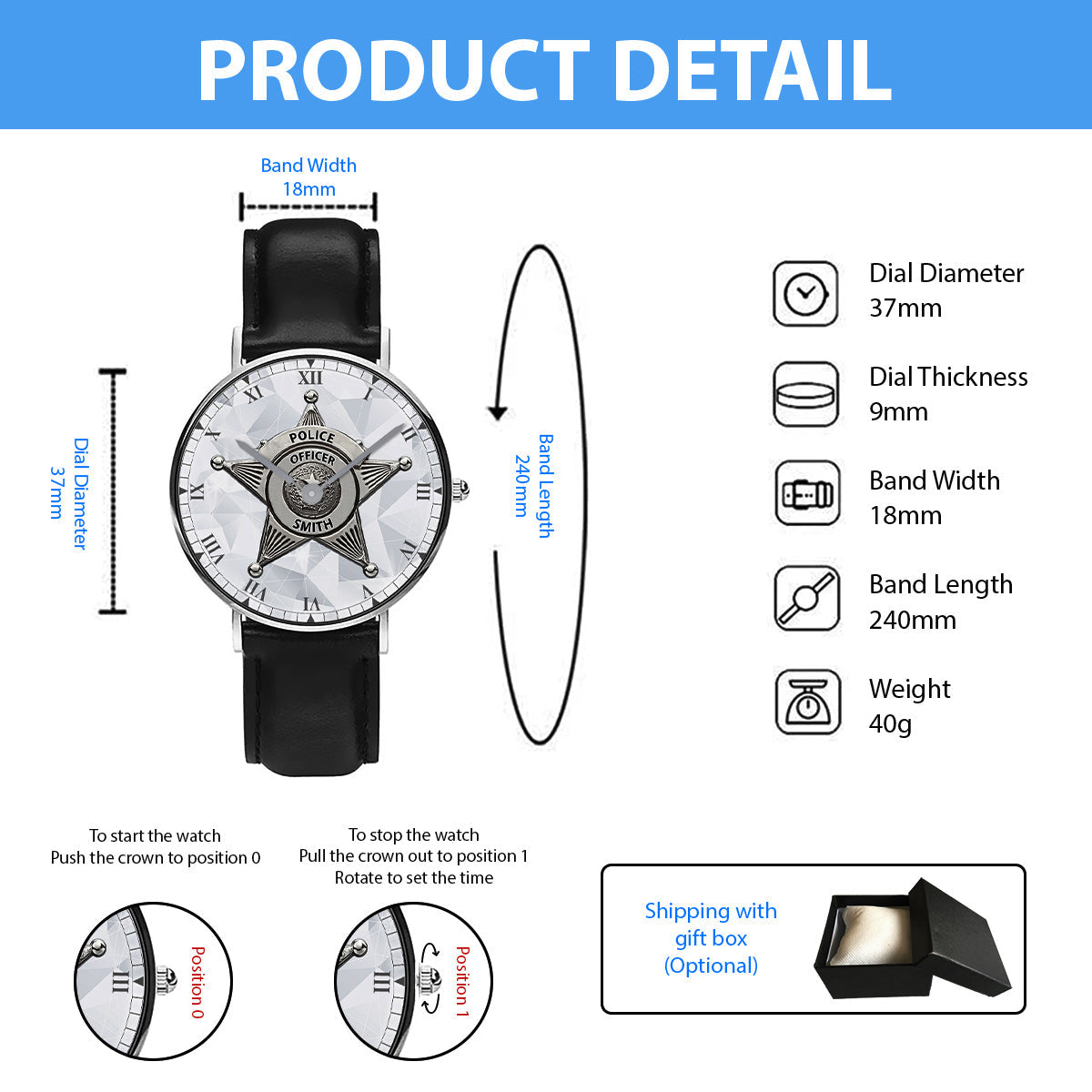 Servir et protéger - Montre de poche personnalisée pour policiers
