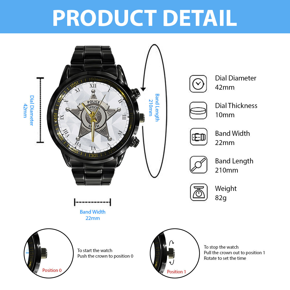 Servir et protéger - Montre de poche personnalisée pour policiers