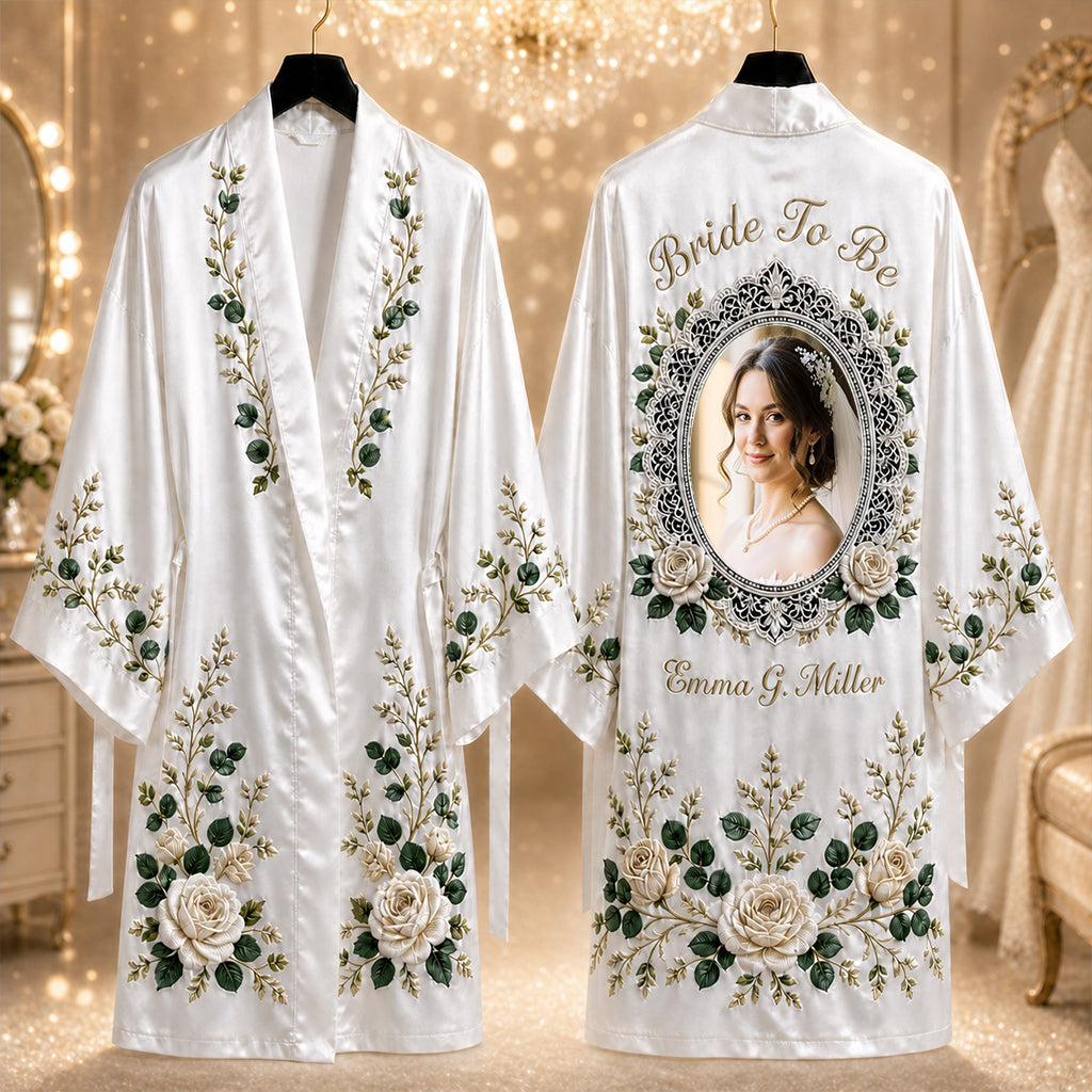 Any Photo Bride To Be Initial - Personalized wedding Satin Robe