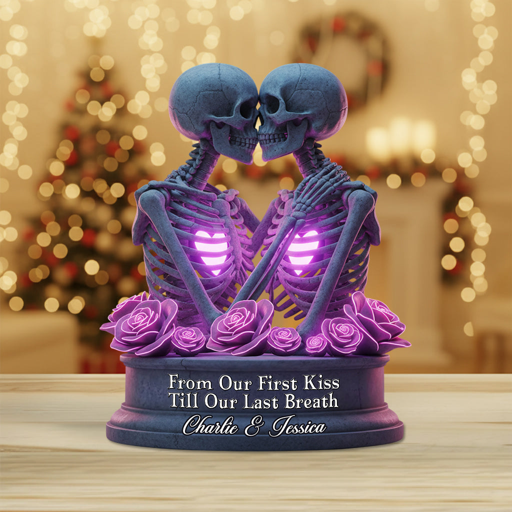 De notre premier baiser à notre dernier souffle - Plaque acrylique personnalisée en forme de crâne