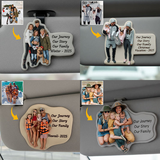 Individuelles Foto – Personalisierter Auto-Sonnenblendenclip in Familienform