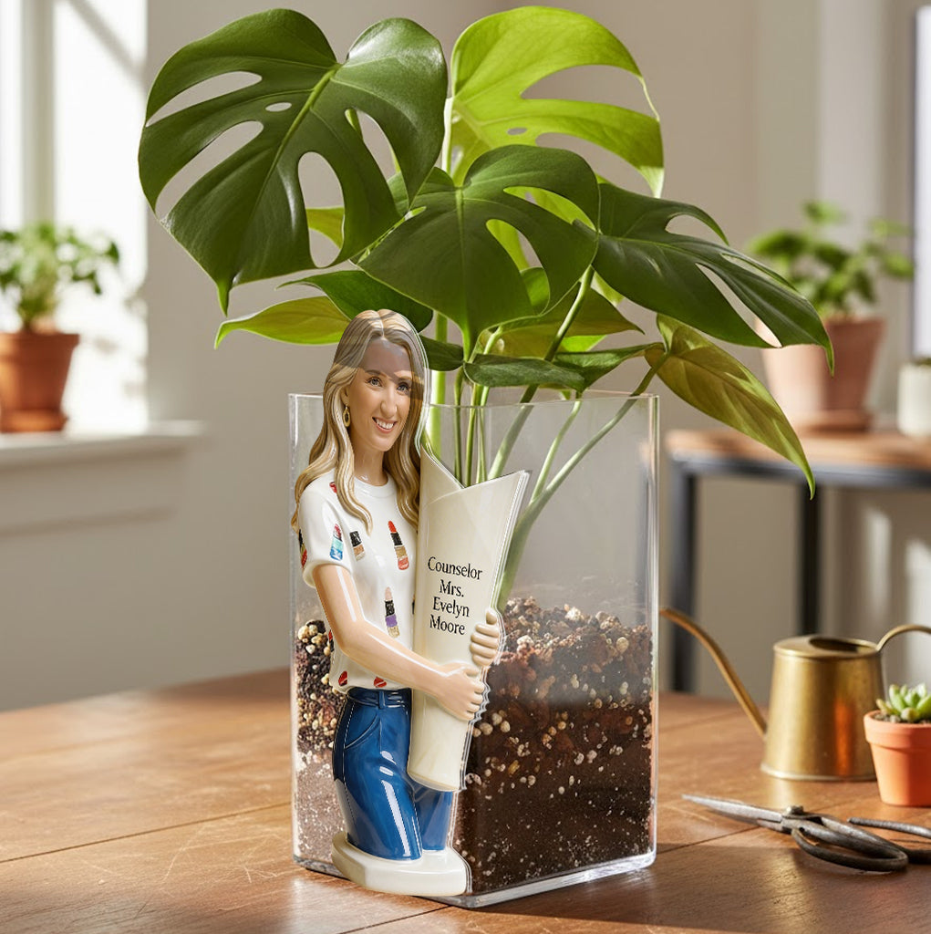 Photo Personnalisée - Pot Acrylique pour Enseignant