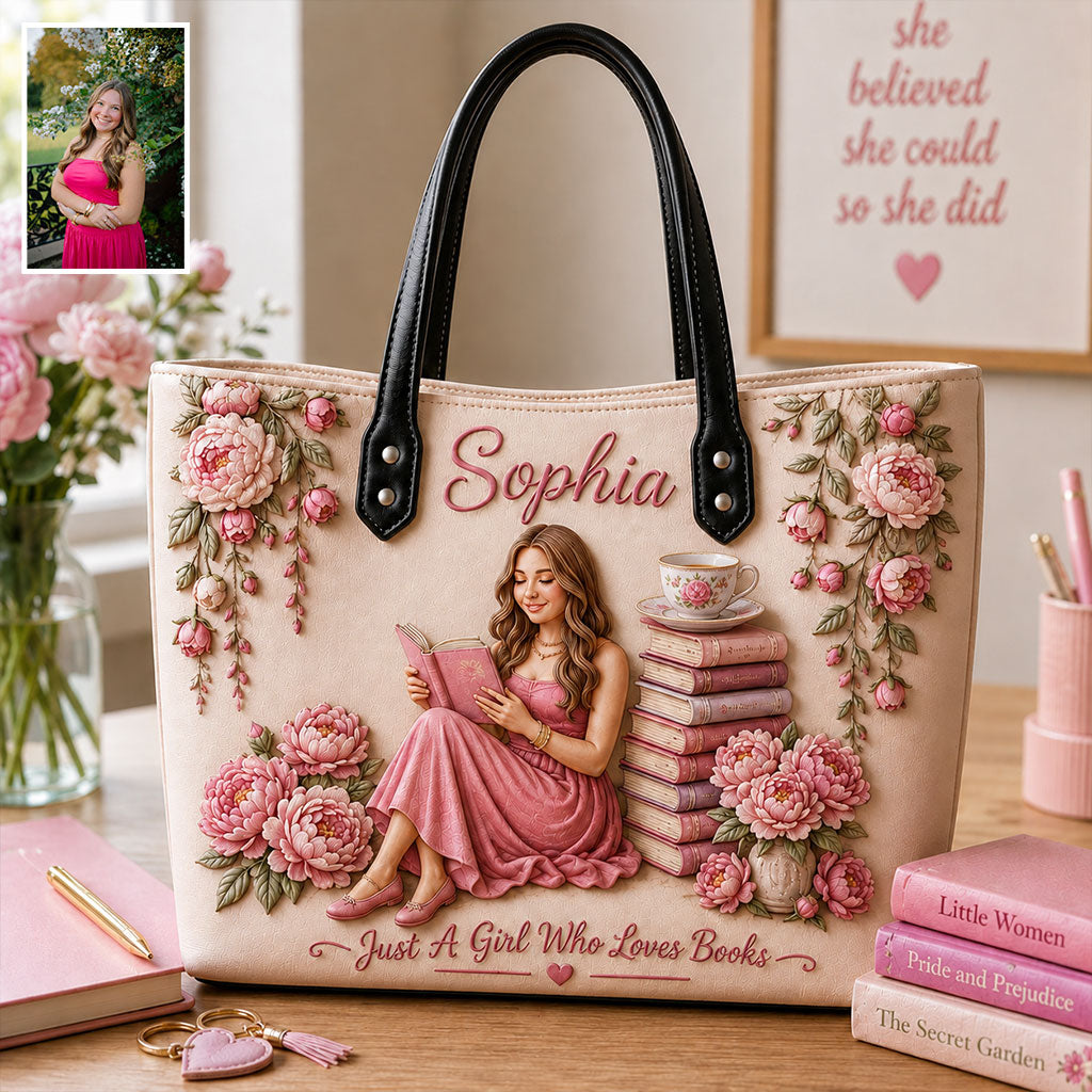 Any Photo Love Books - Personalized Book Leather Bag