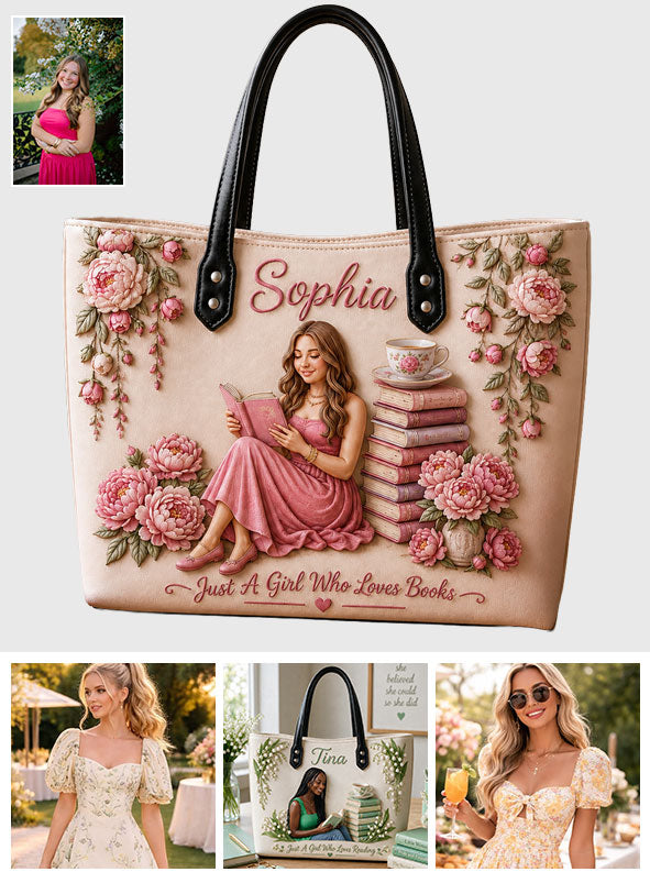 Any Photo Love Books - Personalized Book Leather Bag