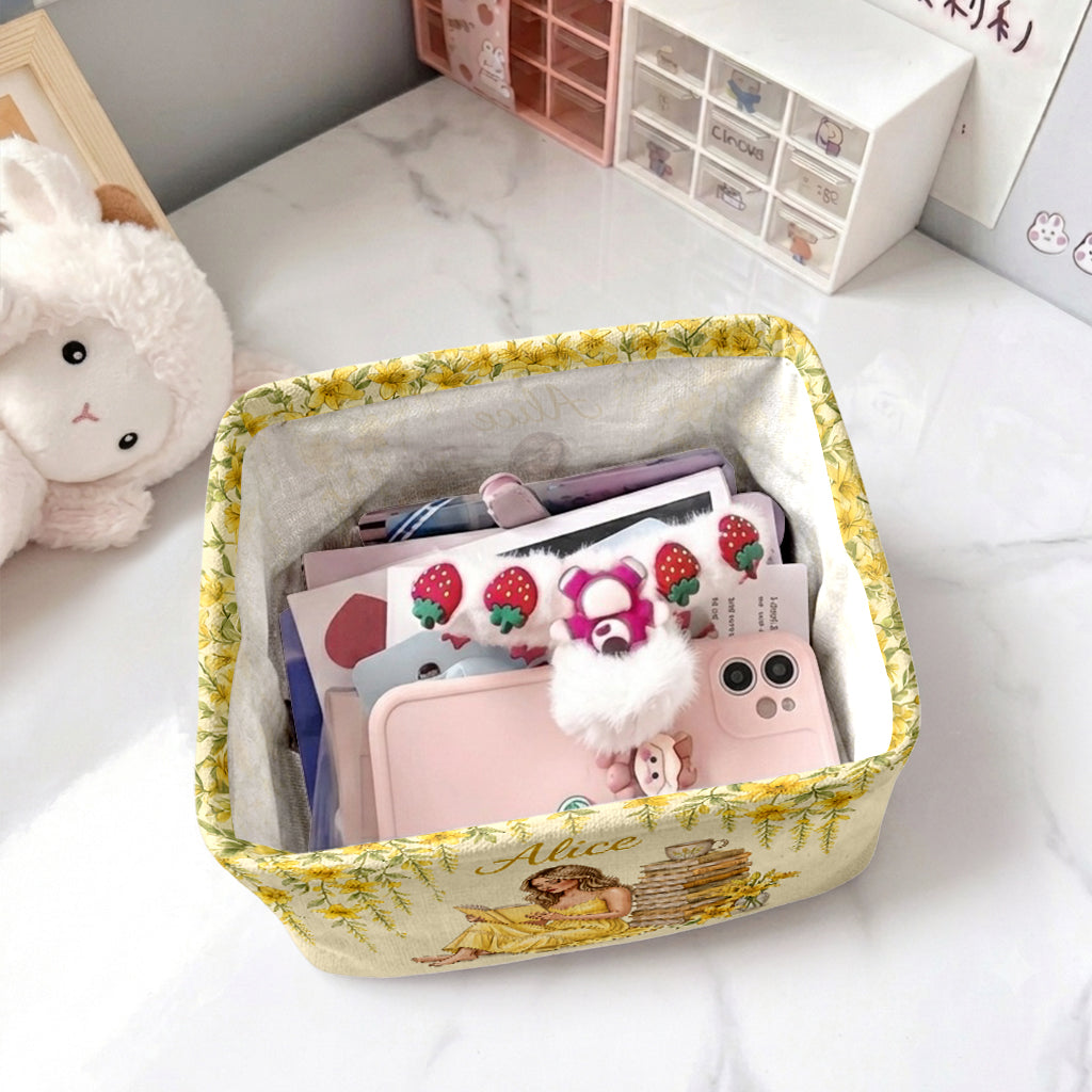 Just A Girl Who Loves Books - Personalized Book Rectangle Storage Basket
