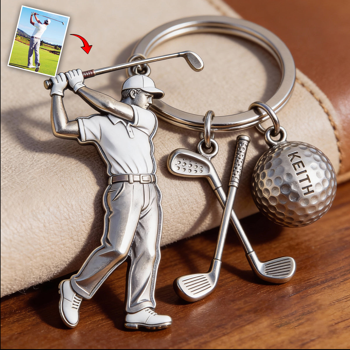 Golfliebhaber – Personalisierter Golf-Schlüsselanhänger mit Anhängern