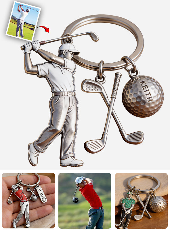 Golfliebhaber – Personalisierter Golf-Schlüsselanhänger mit Anhängern